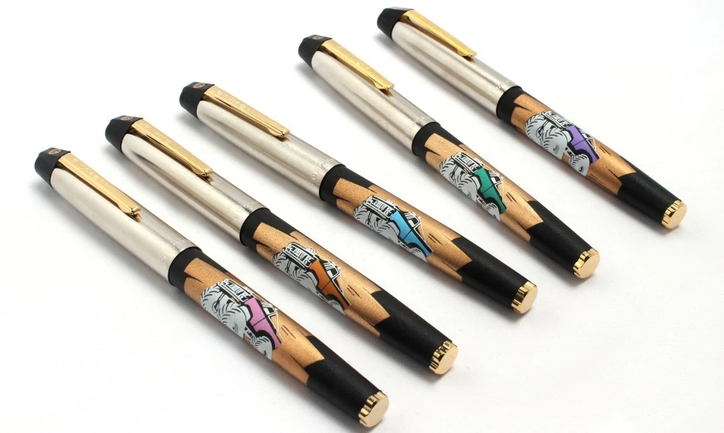 Best Quality Eyedropper Fountain Pens Pack Of 10 Pens Steel Cap Golden Trims