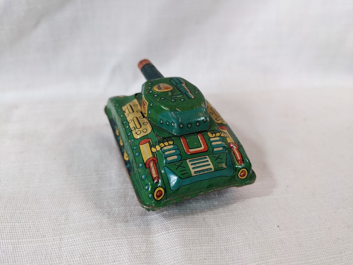 Vintage Suzuki Japan Tin Friction Tank Toy - Litho - Not Working