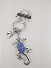 Puzzled Blue Gecko Sparkling Charms Chains Keychain NEW Gecko 2.5" 