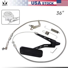 Universal Gas Pedal Black + 36" SS Throttle Cable Bracket Spring Kit Hot Rod