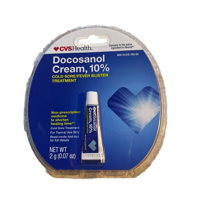 CVS Health Docosanol Cream .07 Oz 10% Cold Sore Fever Blister Treatment ...