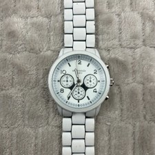Reloj analógico pulsera de eslabones blancos redondos Aeropostale para dama batería nueva