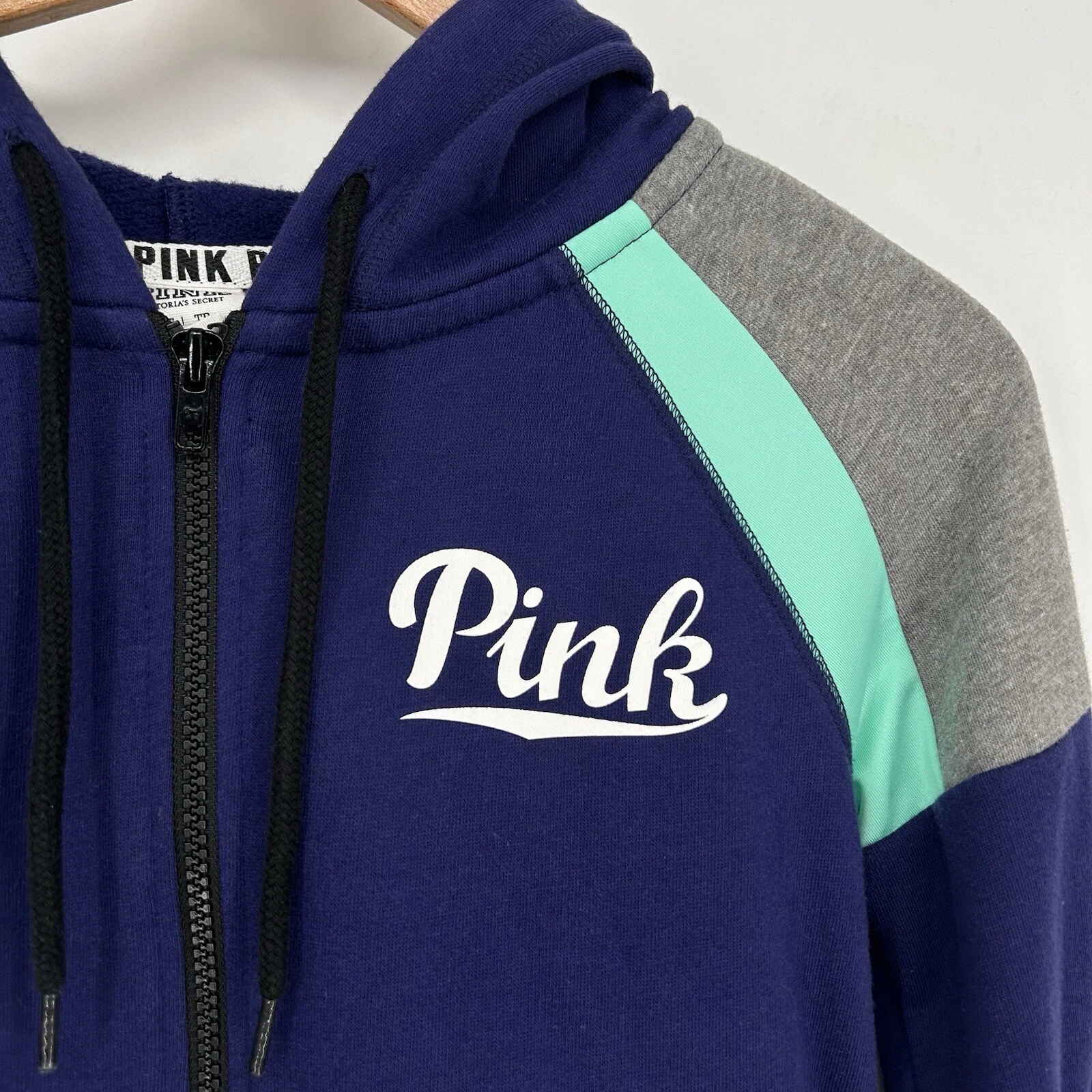 UNDERCOVER Felpa con cappuccio Victorias Secret donna extra small blu cerniera intera colorblock