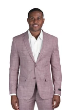 Slim Fit 2 Button Mens Blazer Tweed Dusty Pink Notch Lapel Dinner Jacket AZAR