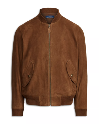 NWT NEW Men's Ralph Lauren Polo Gunners Suede Bomber Leather
