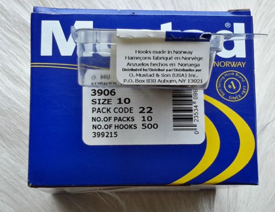 Ganchos para amarrar moscas. Modelo 3906, Bronze para baixo - Tamanho #10, 50 por caixa feito na Noruega - Imagem 2 de 3