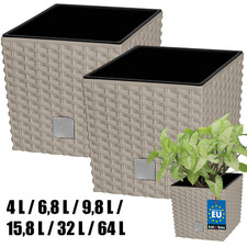 KOTARBAU® 2er Set Blumentöpfe Mocca  Pflanzentopf aus Kunststoff mit Innentopf