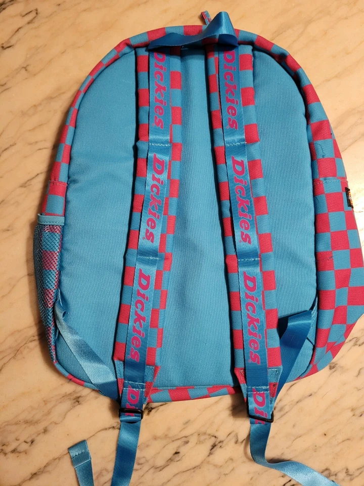 Mochila para portátil Dickies exclusiva de Spencers nueva azul rosa patinador a cuadros  Foto 2 de 4