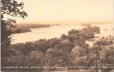 RPPC Spring Green WI River View from Tower Hill State Park 1924