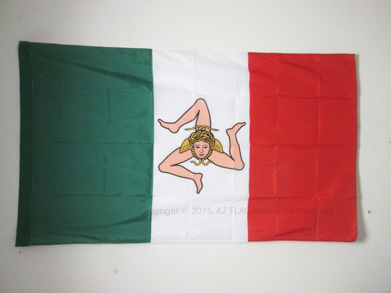 AZ FLAG Tischflagge Sizilien 1848 – 21x14 Cm, Mit Schwarzem Sockel, 100D Polyester
