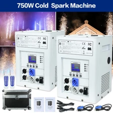 2PCS Cold Spark Machine 750W Wedding DJ Party Stage Effect with Road Case