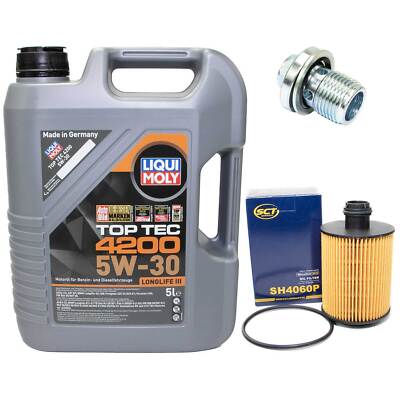 Motoröl Set 5W-30 5 Liter + Ölfilter + Schraube für Alfa Romeo Fiat Lancia Delta