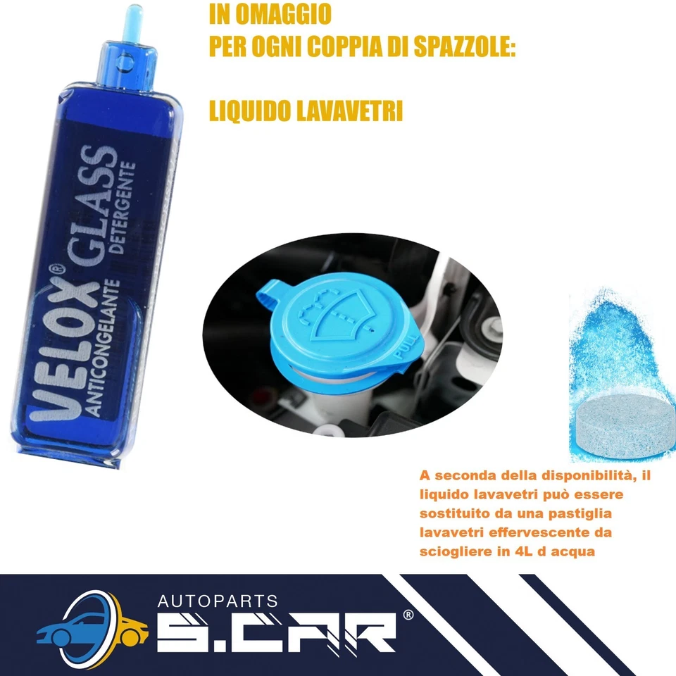 Kit Spazzole Tergicristallo Anteriori Flat Per Toyota Yaris da 99 a 05 530 380mm - Immagine 2 di 4