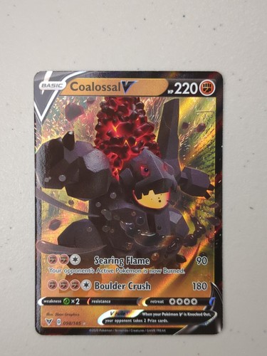 Pokemon Coalossal V 173/185 - Carta Full Art Ultra Rara Da Vivid Voltage