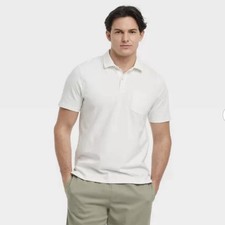 Goodfellow Co White Polo Shirt Men's Size XL White Short Sleeve NWT