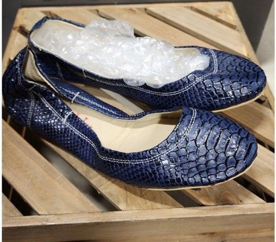 FOLDY Blue Snakeskin Foldable Ballet Flats US 10 EU 41 NEW Travel Shoes