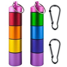 TEAHOOR Small Portable Metal Pill Organizer Case Keychain, Stackable Waterpro...