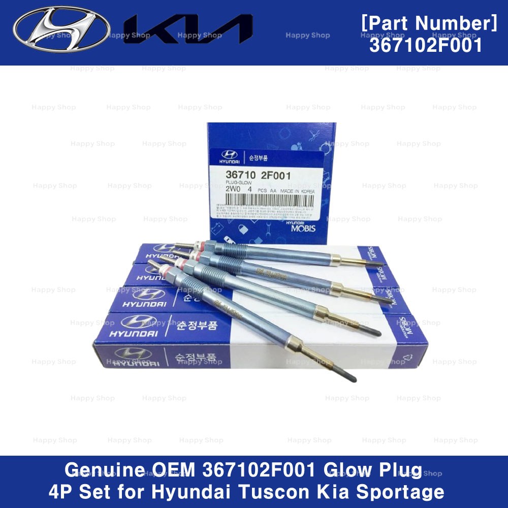 Genuine OEM 367102F001 Glow Plug 4P Set for Hyundai Tuscon Kia Sportage