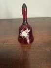 Fenton Glass Ruby Hand-painted 5 1/2” Bell With Original Stickers And Box