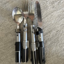 Lucasfilm Star Wars Lightsabers Silverware Set Used Set Of 4 !