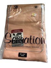 Tablecloth Peach 60 X 84 Oval Permanent Press Soil Release Crafted Pride USA