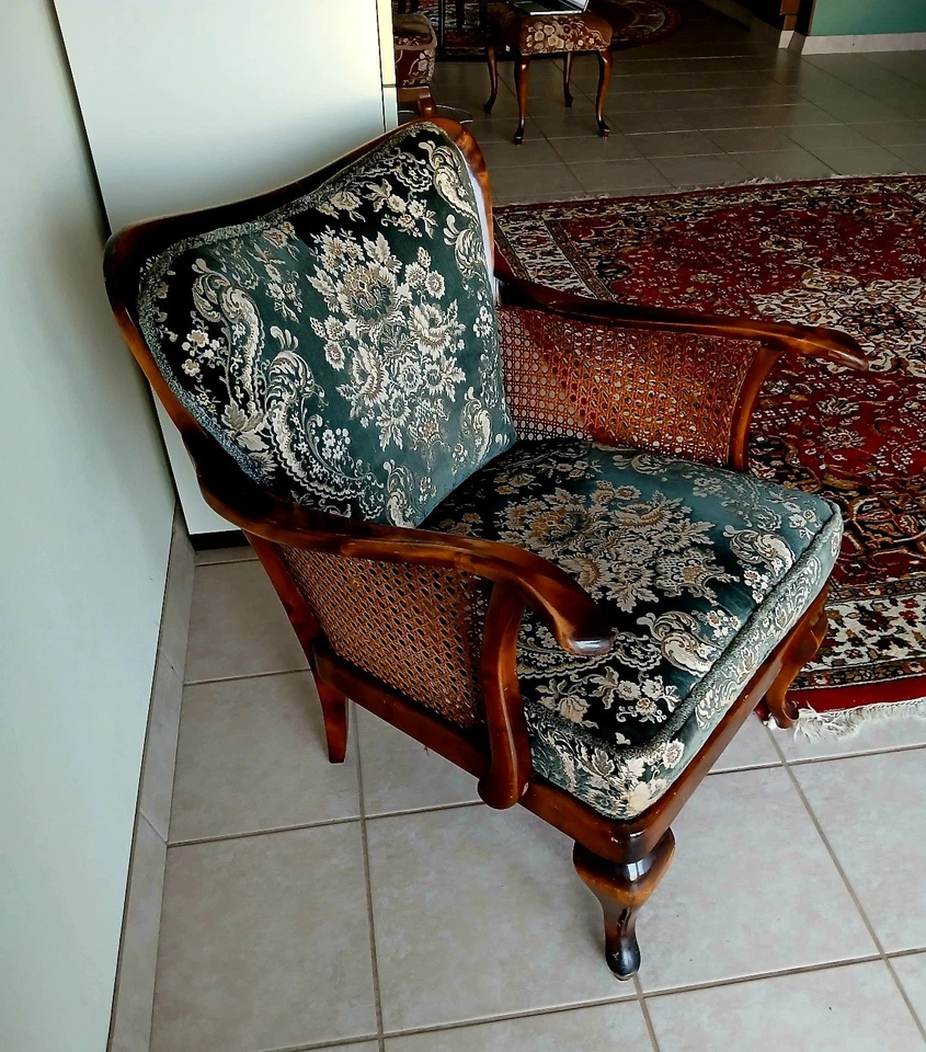 TRAUMHAFTER SESSEL MIT WIENER GEFLECHT | MID CENTURY VINTAGE EASY CHAIR | BLAU - Bild 2 von 4