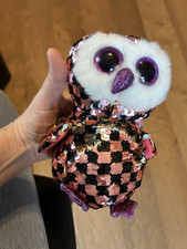 TY BEANIE BOO CUTE CHECKS THE COLORFUL OWL  PLUSH TOY WITH FREE SHIPPING