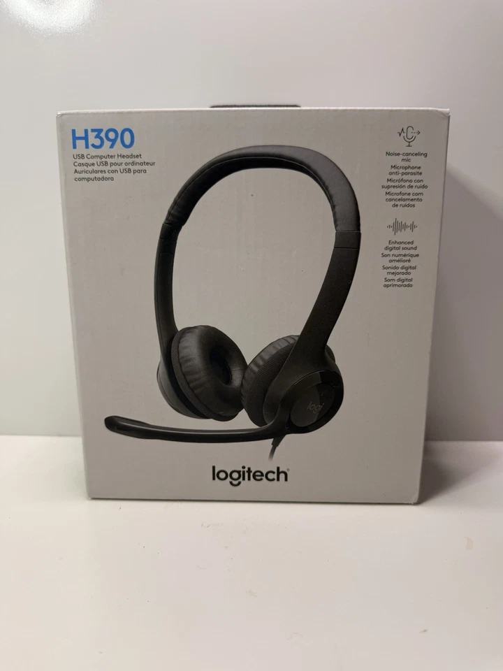 Logitech H390 USB Headset – New Sealed – Noise Cancelling Mic – Black (A1) - Image 2 of 4