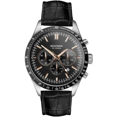 Sekonda Herren Velocity 45mm Chronograph schwarz Uhr Modell 30017