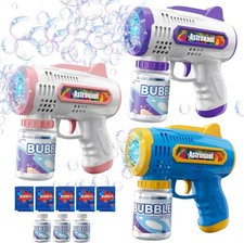 3 Pack Bubble Guns Automatic Bubble Machine with LED Lights for Kids Outdoor Pla