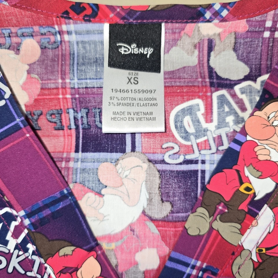 Grumpy Snow White Cherokee Scrubs Disney Tooniforms Men/Women V Neck XS NEW - Image 2 of 4
