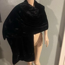 Jessica McClintock Black velvet wrap scarf pashmina One Sz Old Money Classic 