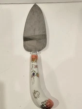 Floral Porcelain Easy Grip Handle Stainless Steel Serrated 10" Cake Pie Server