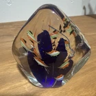 New ListingMurano Italy Vintage 12 Fish Glass Aquarium Sculpture Paperweight 5”x5”