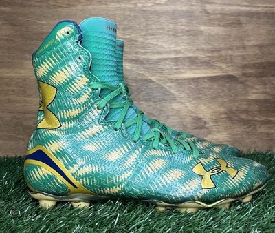Notre Dame Football 2015 Under Armour Cleats Green Gold Blue Men's