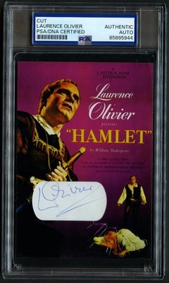 Laurence Oliver signed autograph 3.5x5 Actor: Hamlet Custom Cut PSA Slabbed