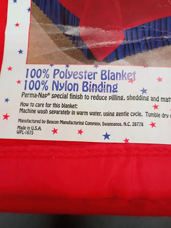 Manta Beacon Niños Junction Roja Doble/Tamaño Completo 72x90 Borde Satinado EE. UU. Nueva Foto 2 de 4