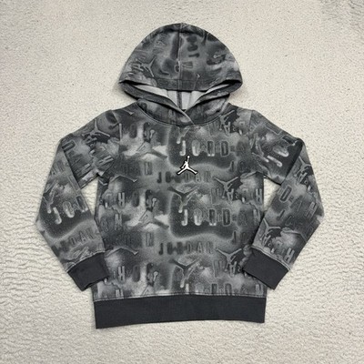 Nike Air Jordan Hoodie Youth Small Grey Jumpman Pullover Fleece Sweatshirt AOP