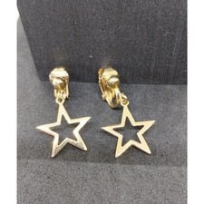 Gold Tone Star Earrings Women's Clip On