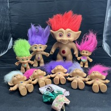 VINTAGE LOT 8 GEM BELLY TROLL DOLLS Ace Novelty Treasure 3  VTG TOYS Belly Gem 