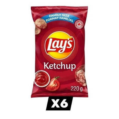 6 x Lays Ketchup Chips LARGE Family Size potato chips 220g  - FREE SHIPPING