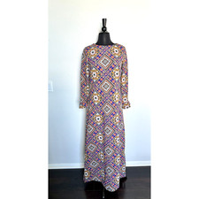 vintage dress M 1960  Hippie Mod Liberty Circle maxi colorful longsleeves