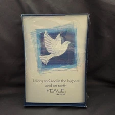 Paper Magic Boxed Religious Christmas Cards Peace Dove Silver Embossed 18 Count