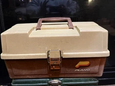 Plano Three-Tray Tackle Box Brown/Cream – One Broken Support – Works Great