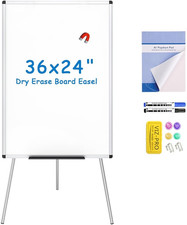 Magnetic Whiteboard Easel, 36 X 24 Inches, Portable Dry Erase Board Height Adjus