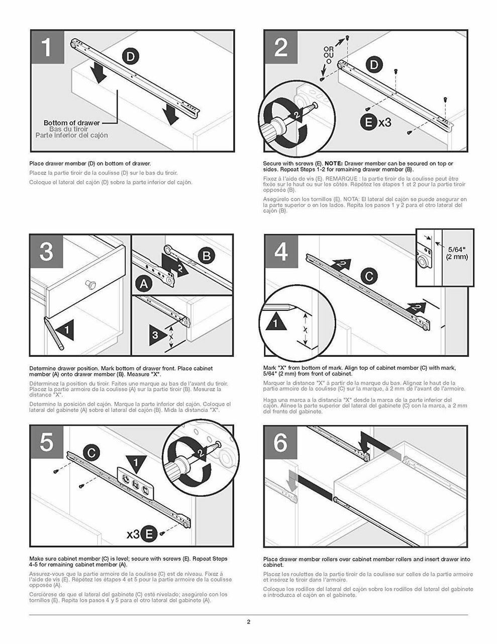 Drawer Slide - Bottom Side Mount - 400mm Drawer Slide Set - 16"