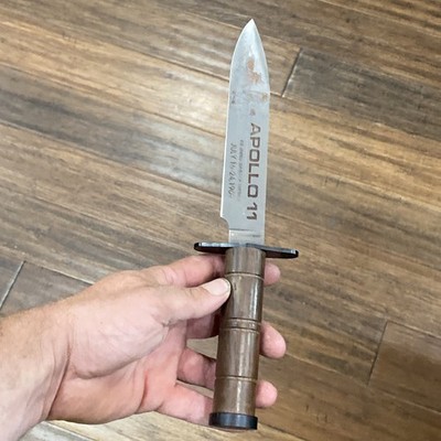 American Mint Apollo 11 Bowie Etched Fixed Blade Knife 7''  Stainless Steel