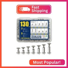 ArcNascency 130 Sets Silvery Chicago Screws Leather Rivets Kit, 7 Sizes M5 4,5,