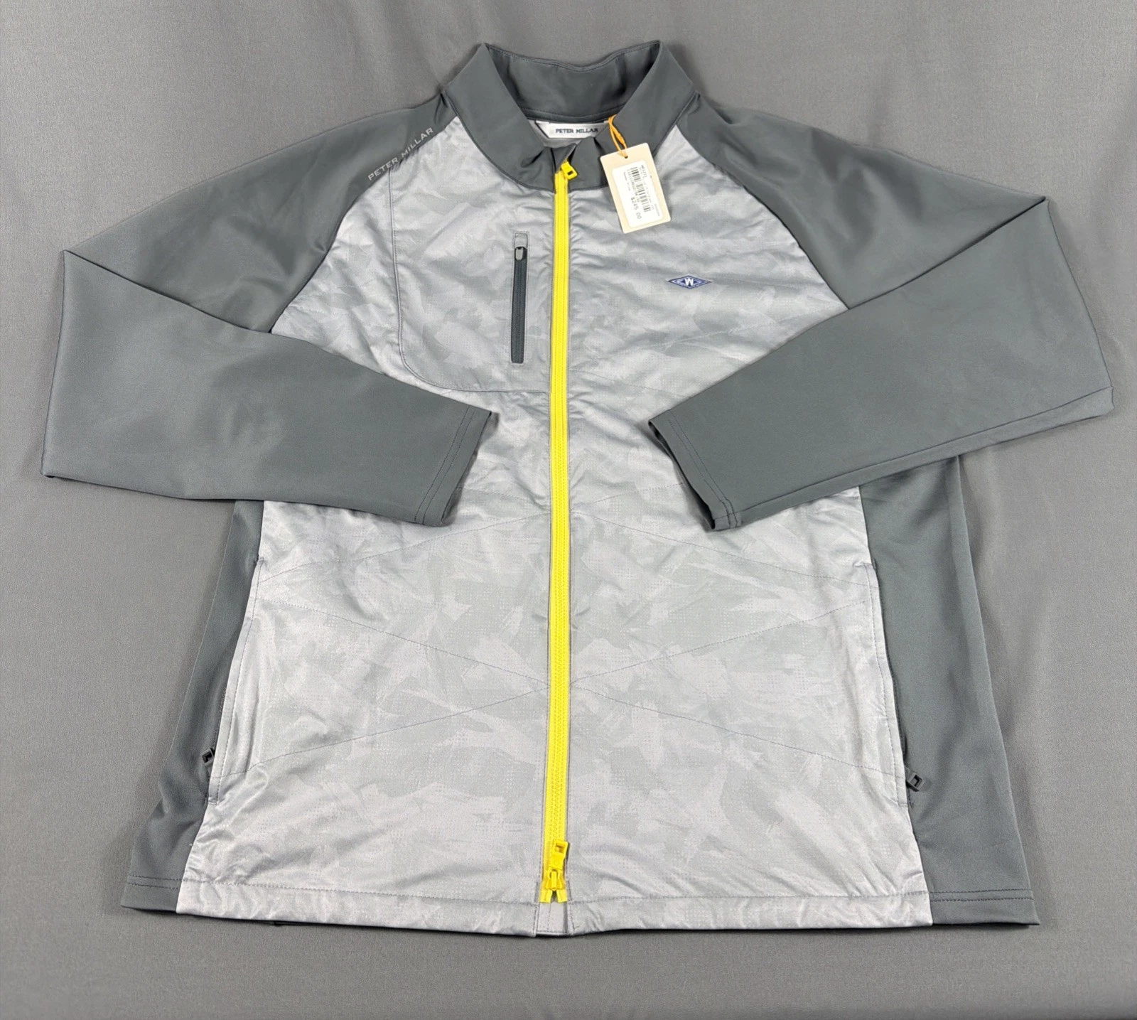 Peter Millar Golf Jacket Endeavor Chest Logo Large Gray Polyester NWT MSRP $245