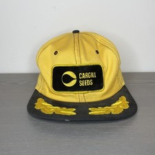VTG Cargill Seeds Hat Mens Adjustable Farming Wings Made USA Yellow Patch 80s